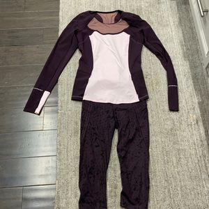 Lululemon W crop pants long sleeve shirt sz 2/6